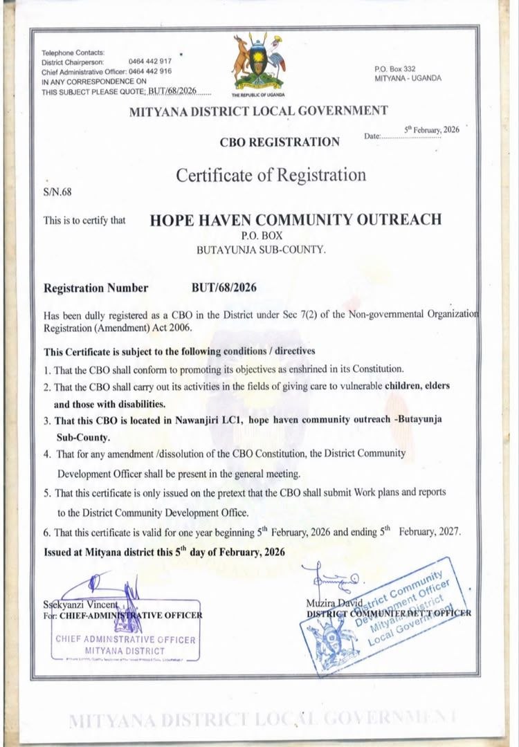 CBO Registration certificate