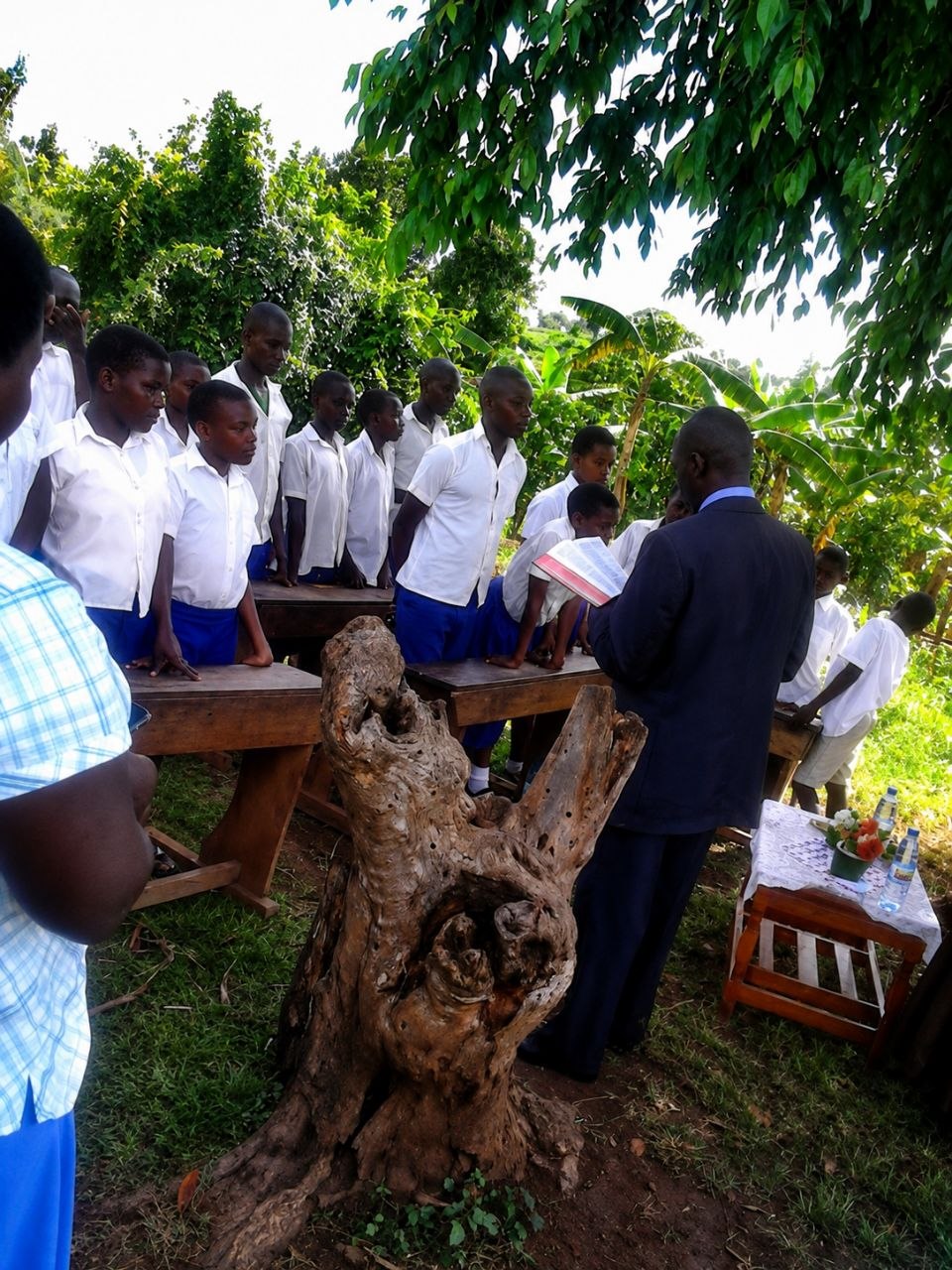 People gathered for Bible study and prayer in a church